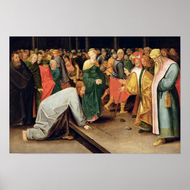 Poster Cristo e mulheres adultério, 1628 (Frente)