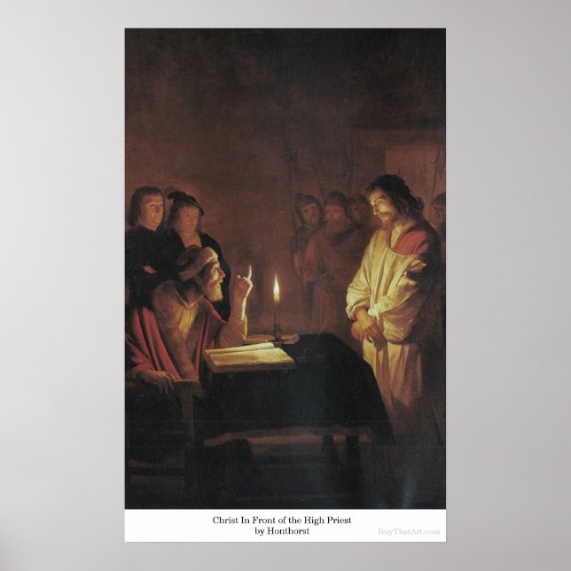 Poster Cristo em frente ao Grande Padre por Honthorst (Frente)