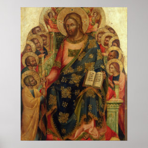 Poster Cristo entronizado com Santos e Anjos entregando a