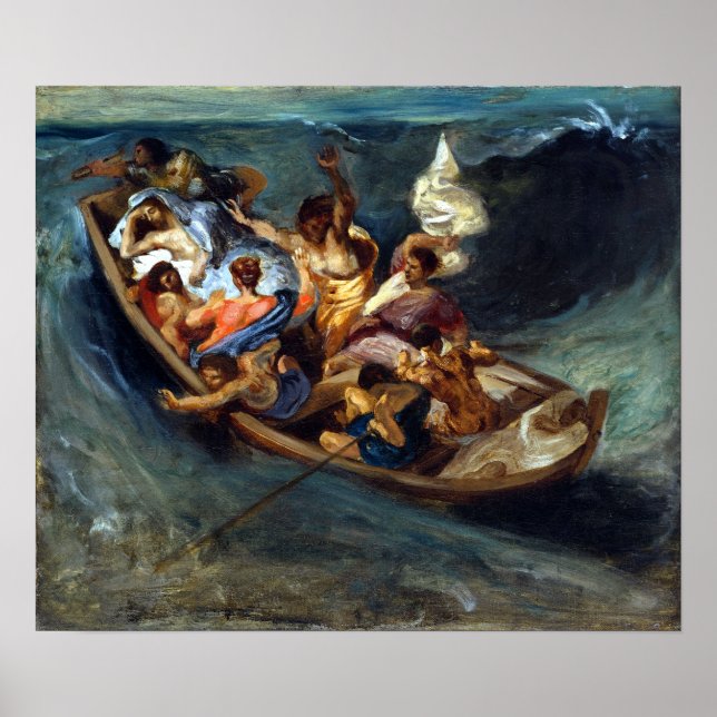 Poster Cristo Eugène Delacroix sobre o Mar da Galileia (Frente)