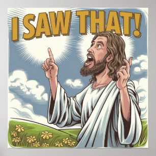 Poster Cristo Jesus está te observando, Jesus eu vi aquil