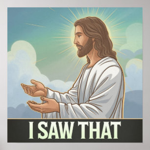 Poster Cristo Jesus está te observando, Jesus eu vi aquil