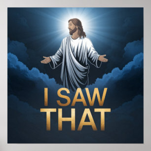 Poster Cristo Jesus está te observando, Jesus eu vi aquil
