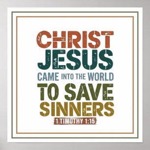Poster Cristo Jesus Veio Salvar Pecadores Vintage
