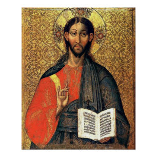 Pôster Cristo Pantocrator Ícone Ortodoxo Século XVI 