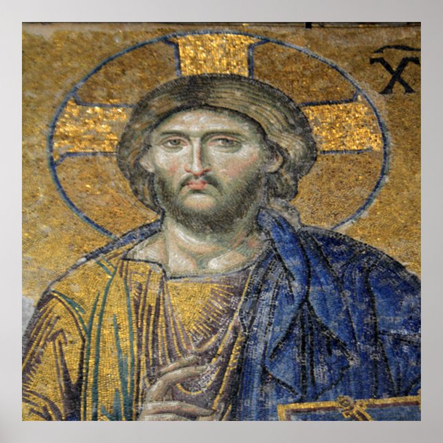 Poster Cristo Pantocrator Mosiac Icônico Religioso Roman  (Frente)