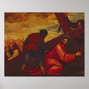 Poster Cristo que afunda-se sob o peso da cruz