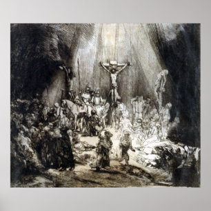Poster Cristo Rembrandt Crucificado entre os Dois Ladrõe
