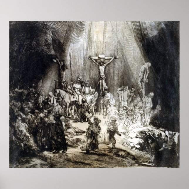 Poster Cristo Rembrandt Crucificado entre os Dois Ladrões (Frente)