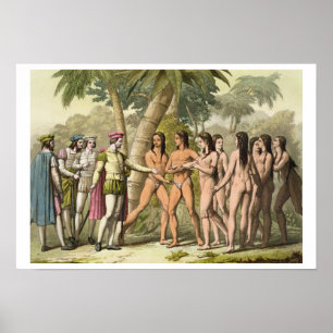 Pôster Cristóvão Colombo (1451-1506) com núcleo de