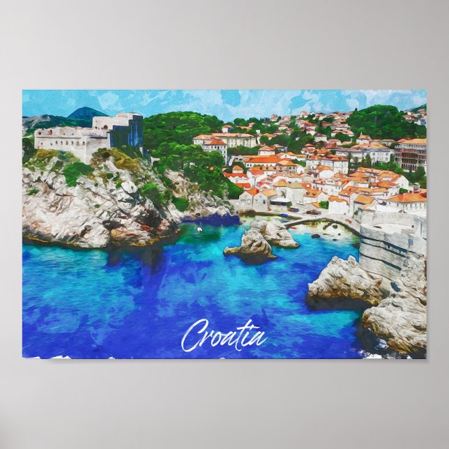 Poster Croácia Panorama Ver Viagem (Frente)