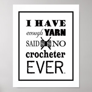 Poster Crochet Not Suficiente Yarn Artesanato Room