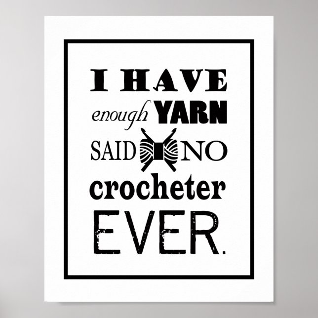 Poster Crochet Not Suficiente Yarn Artesanato Room (Frente)