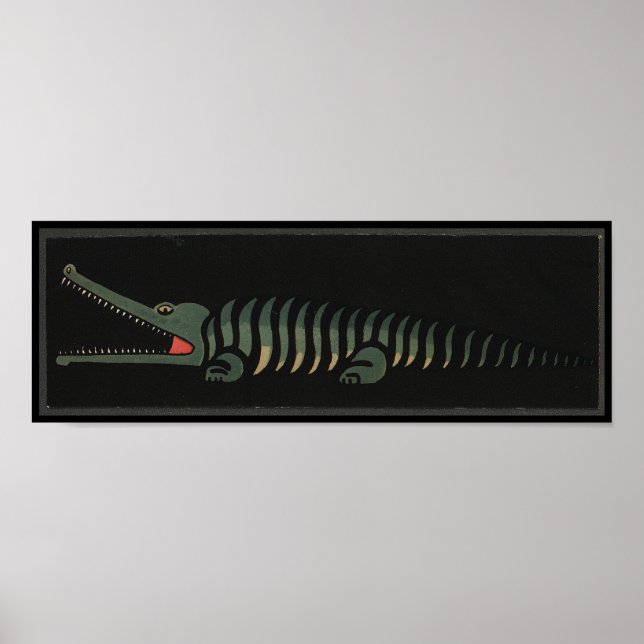 Poster Crocodile - Antiquarian Colorful Book Illustration (Frente)