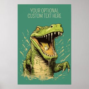 Poster Crocodilo de Texto Personalizado