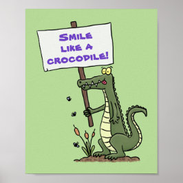 Poster Crocodilo engraçado, alinhador com cartoon