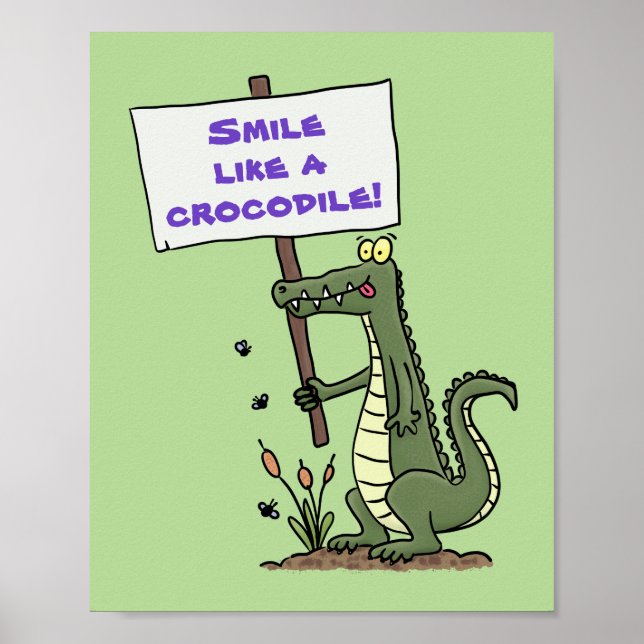 Poster Crocodilo engraçado, alinhador com cartoon (Frente)