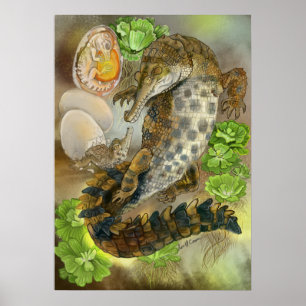 Poster Crocodilo Entalhado
