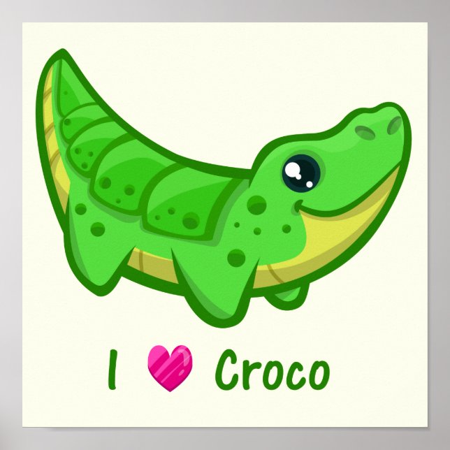 Pôster Crocodilo fofo amor kawaii cartoon bebê (Frente)