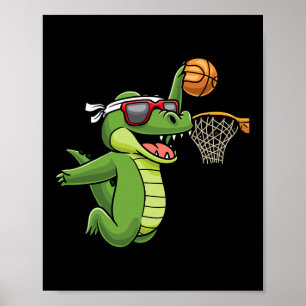 Poster Crocodilo Jogando Bysketbyll Alligator Bysketbyll