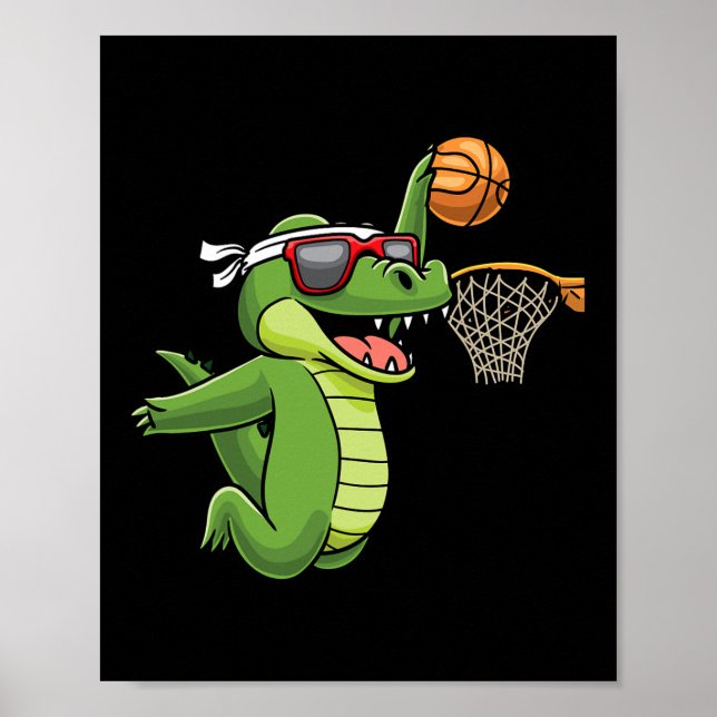 Poster Crocodilo Jogando Bysketbyll Alligator Bysketbyll (Frente)