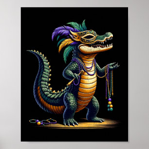 Poster Crocodilo Mardi Gras Funny Crocodilo Mardi Gras