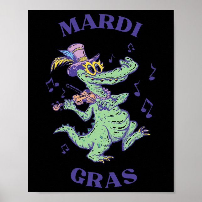 Poster Crocodilo Mardi Grawr Costume Mardi Gras Gator Men (Frente)