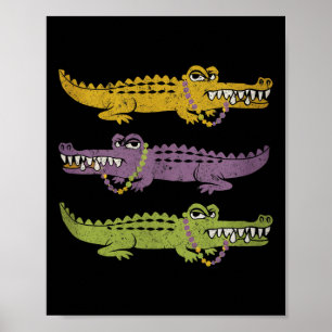 Poster Crocodilos Mardi Gras Louisiana Men