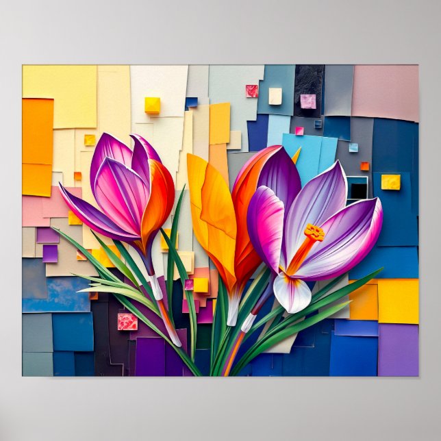 Poster Crocus Encantador em Estilo Abstrato Moderno (Frente)