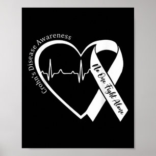 Poster Crohns Doease Heart Support Purple Ribbon Crohns