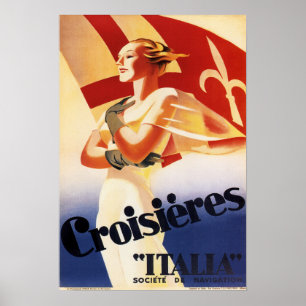 Poster CROISIERES ITALIA Ship Cruises, Marcelo Dudovich