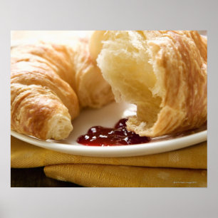 Poster Croissant com geleia num prato