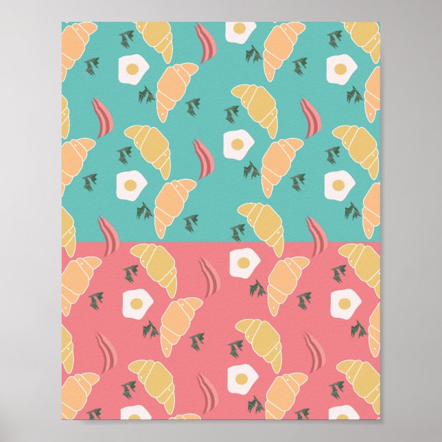 Poster Croissant de Café da Manhã com Ovo Frito Arte Pop  (Frente)