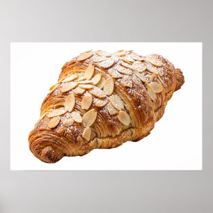 Poster Croissant Fresco de Amêndoa Pão Francês