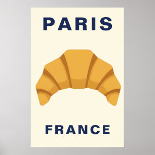 Poster Croissant Minimalista Paris França Padaria Frances