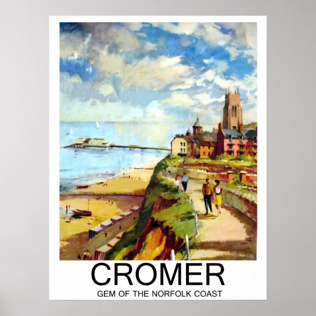 Poster Cromer, Gem da costa Norfolk, Inglaterra, viagem (Frente)