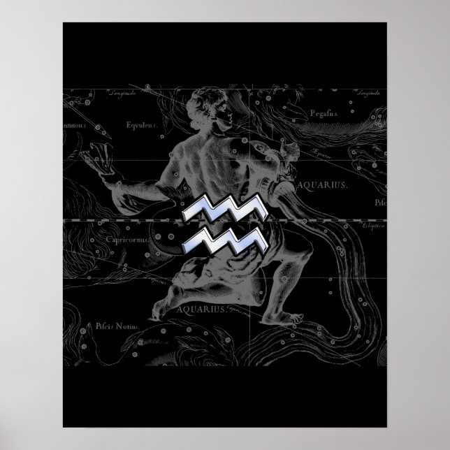 Pôster Cromo como Aquarius Zodiac Sinal em Hevélio (Frente)
