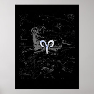 Poster Cromo como Aries Símbolo Zodíaco em Hevélio