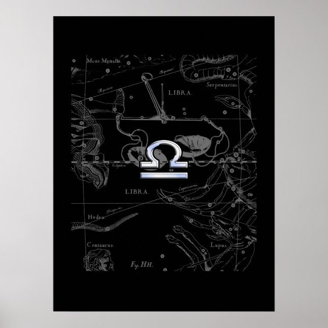 Poster Cromo como Libra Zodiac Símbolo de Hevélio (Frente)