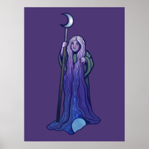 Poster Crone Moon Goddese Pagan Art Wiccan
