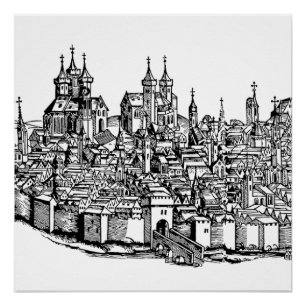 Pôster Crônica Premium Medieval de Erfurt da Turíngia Art