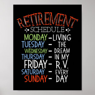 Poster Cronograma de Aposentadoria Vida de Camping Van Rv