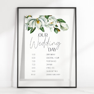Poster Cronograma de Casamento Floral Rústico Magnólia Br