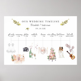 Poster Cronograma de Itinerário de Casamento Ilustrado Be