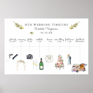 Poster Cronograma de Itinerário de Casamento Ilustrado Be