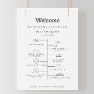 Poster Cronologia de Boas-Vindas de Casamento Formal Simp