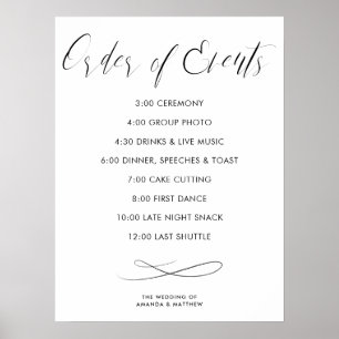 Poster Cronologia do Casamento Ordem de Eventos