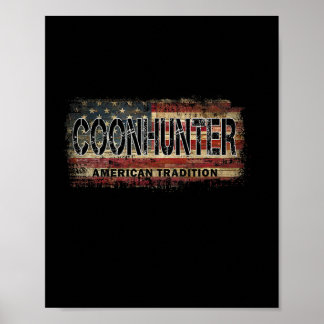 Poster Croon Hunter American Flag Vintage Style Coon Hunt