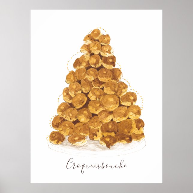 Poster Croquembouche aquarela (Frente)