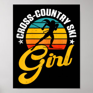 Poster Cross Country Ski Girl Retro Winter Sports Skier B